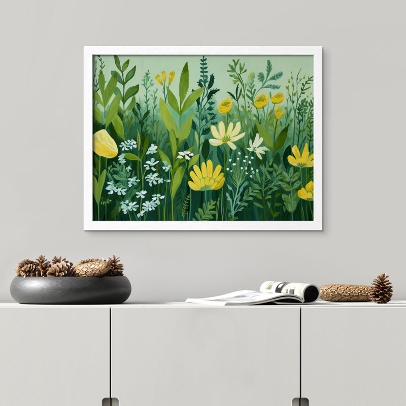 «Botanical Garden Vibrant Floral» sur papier, Blanc, H 11 po x l 14 po
