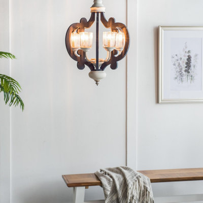 Rustic Wooden Chandelier (bulbs not included)