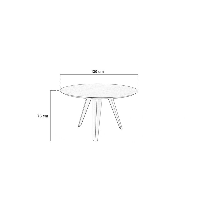 Leedey Oak Round Wood Top Dining Table, Thermo Burnt Oak