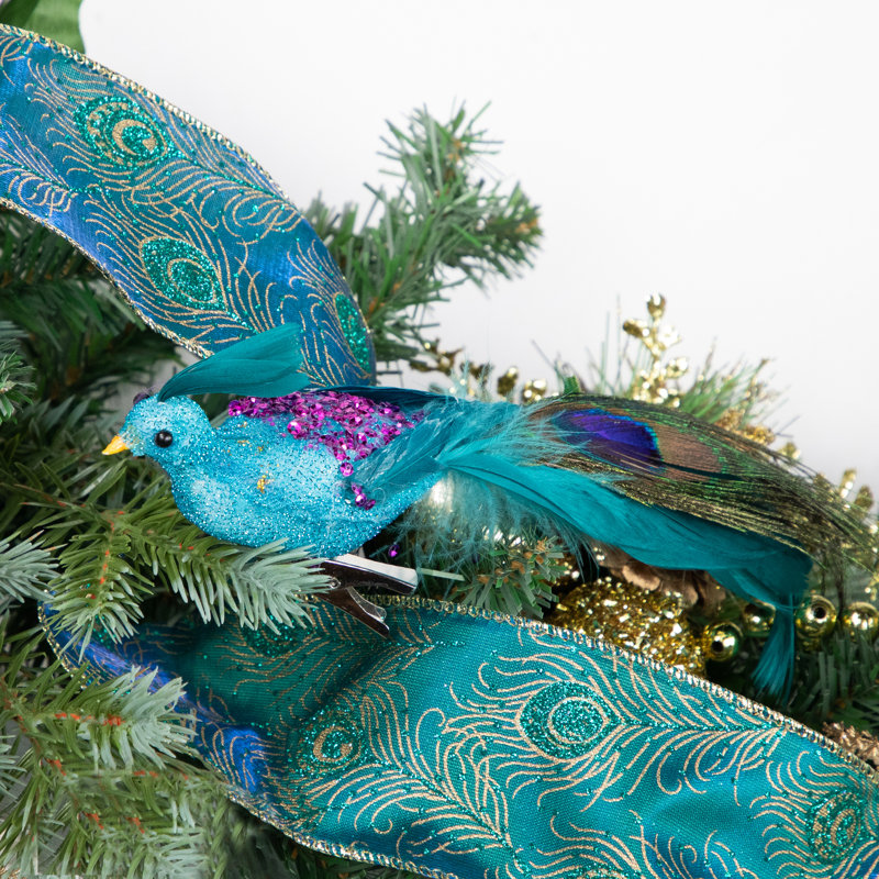 Ornement de Noël à paillettes 8 po, Bleu, mauve et vert