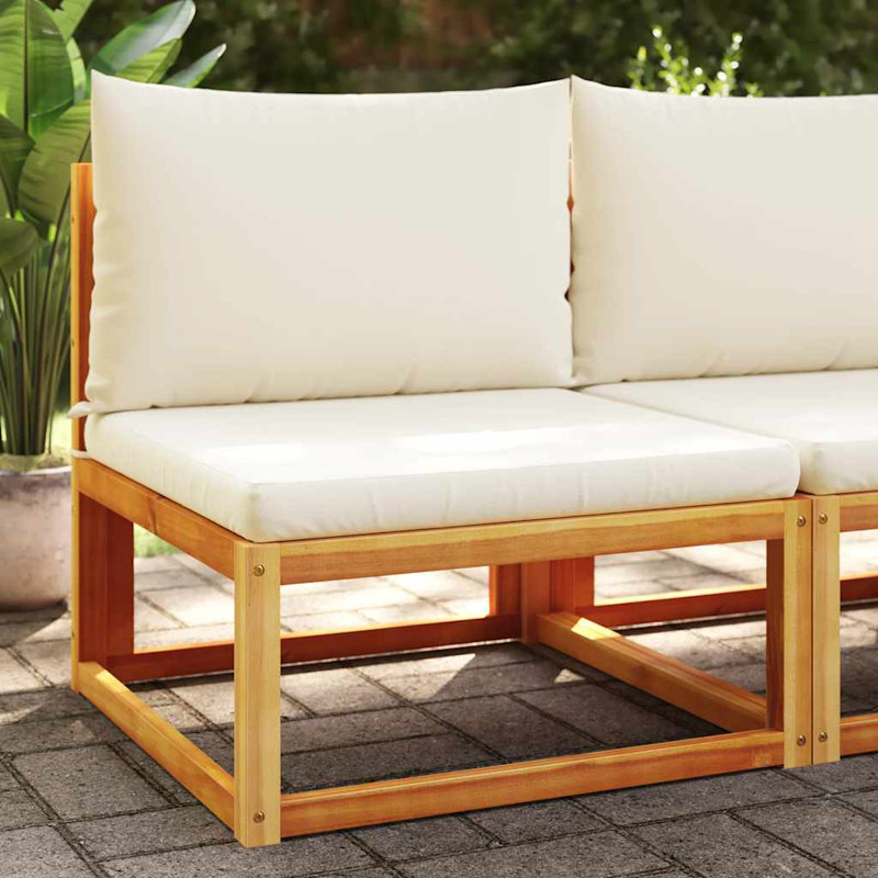 Canapé de jardin vidaXL beige, bois d'acacia massif crème standard modulaire, Crème, Brown and Biege