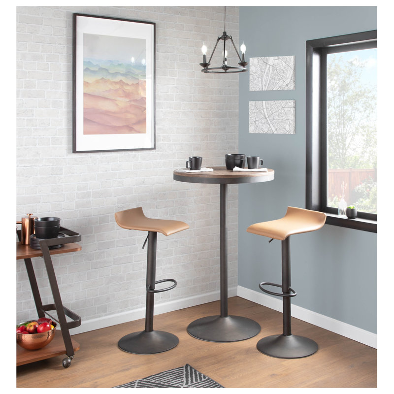 Adjustable Bar / Dinette Table in Antique and Brown