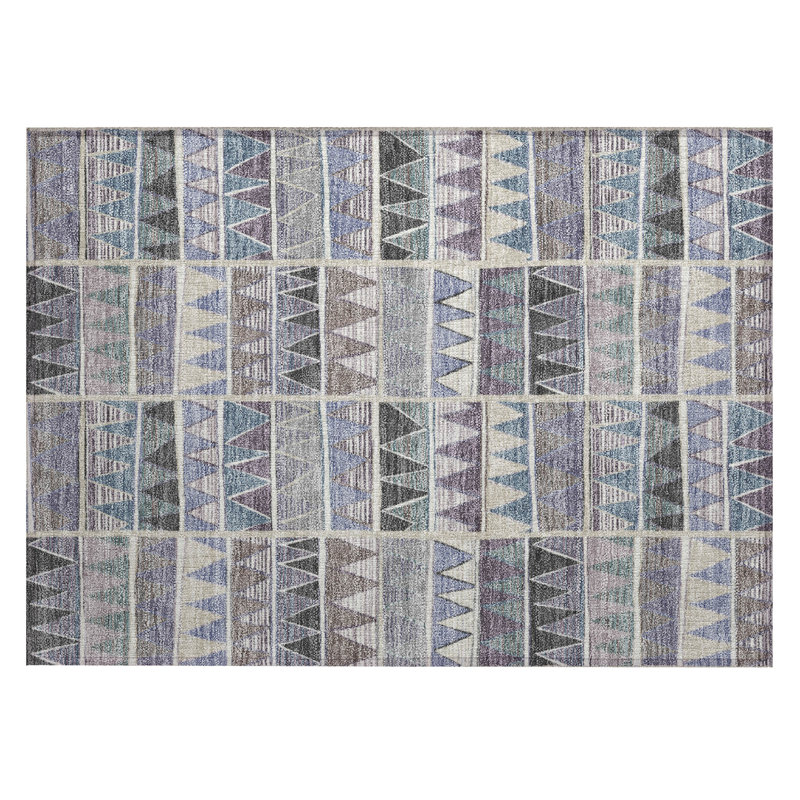 Machine Washable Indoor/Outdoor Husby ACN2205 Geometric Rug, Rectangle 1'8" x 2'6"