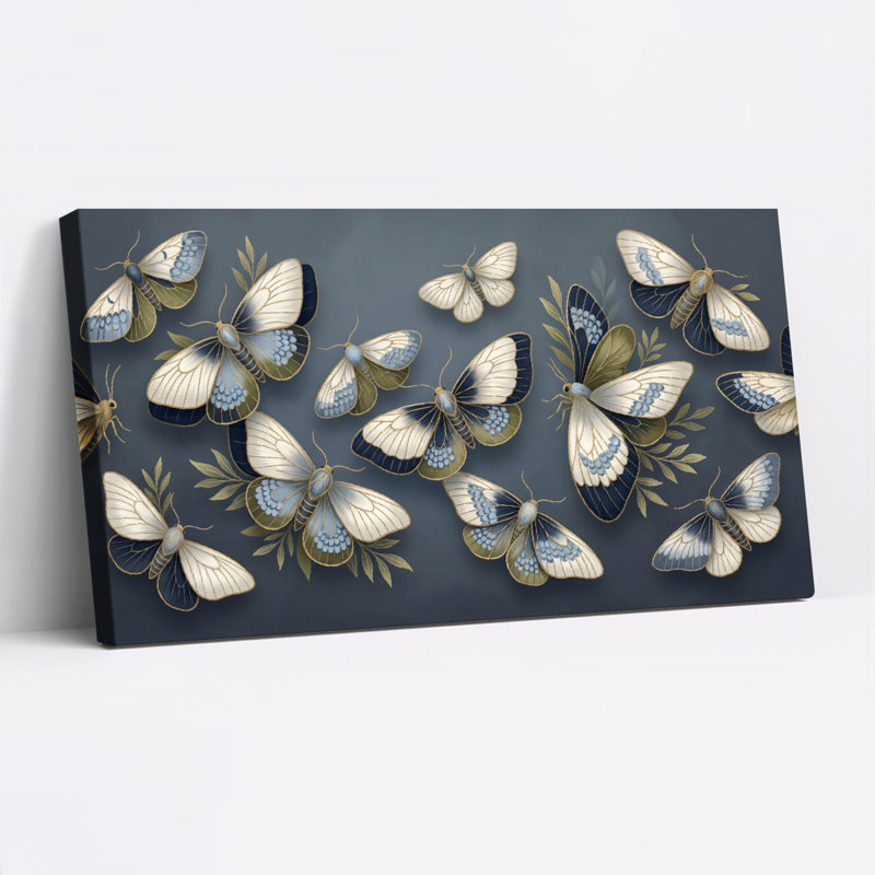 Ensemble de 1 tableau sur toile à motif papillon, L 32 po x H 16 po, Toile tendue