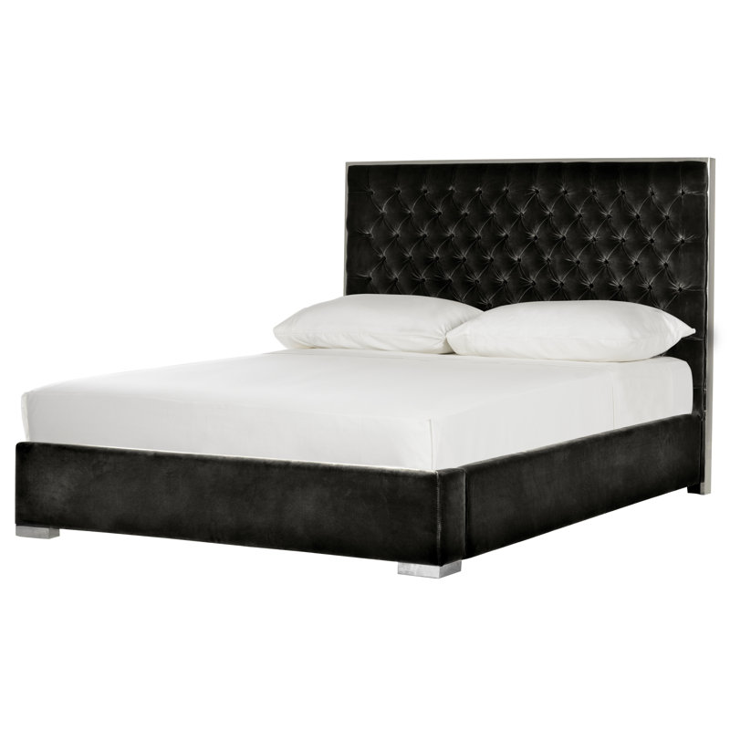 Filton Upholstered Metal Standard Bed, Queen, Black
