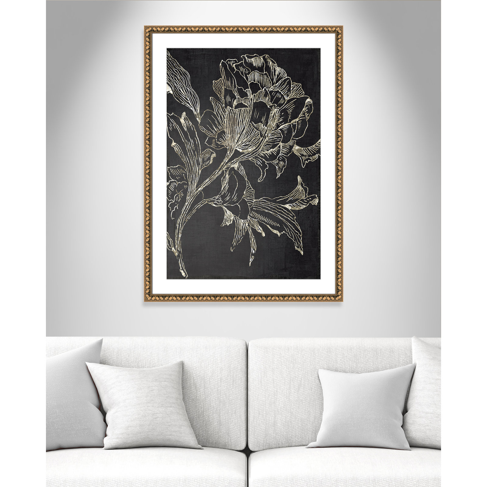 Clarendon "Golden Flower Folklore I" Print, Gold Bead Framed, 42.5" H x 30.5" W