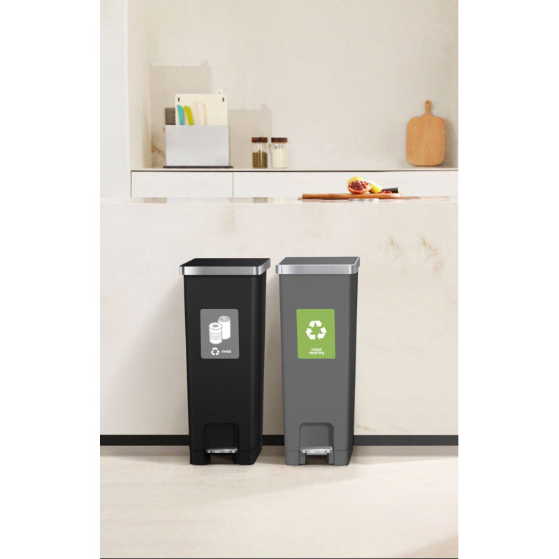 Hana Recycler Bin, Black, 60" H x 22" W x 35" D, 30