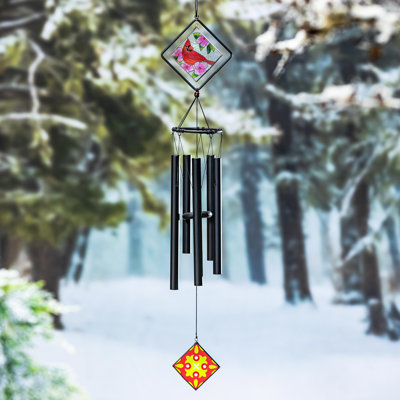 Carillon en verre teint à la main cardinal 36 po