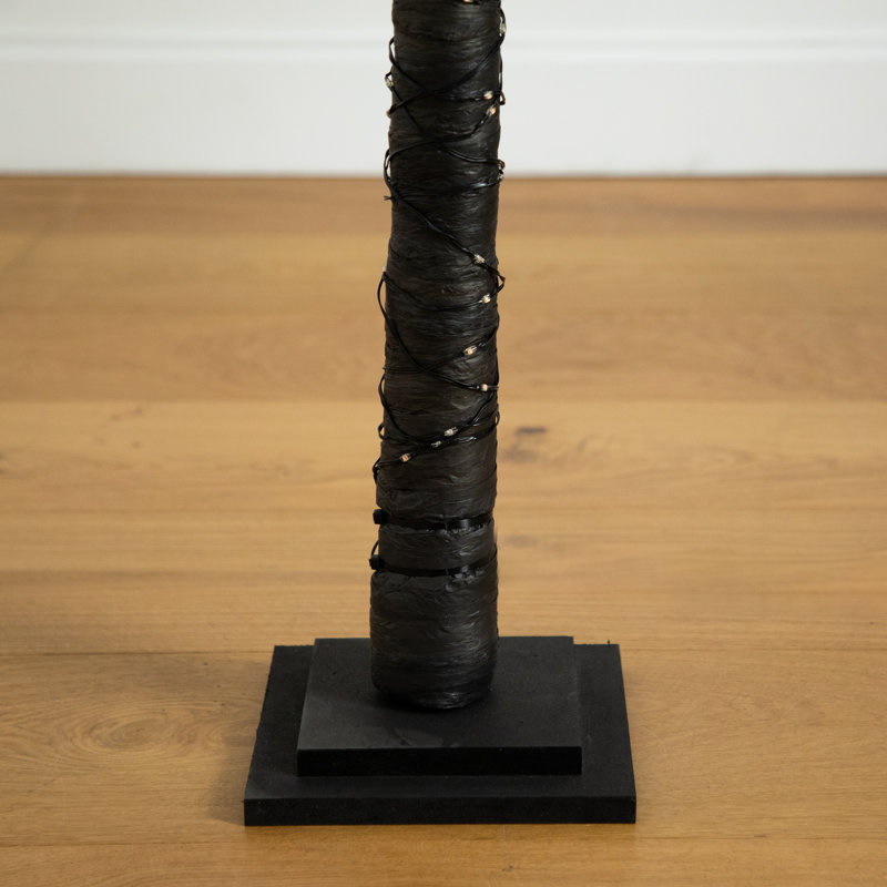 4 pi Arbre de Noël artificiel pré-éclairé avec une brindille noire et 240 lumières DEL orange et mauves