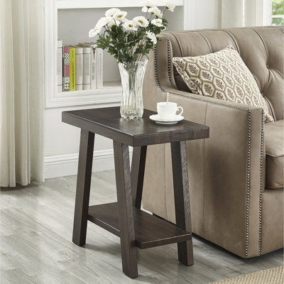 Table d'appoint contemporaine avec tablette en bois - plateau rectangulaire au fini et pieds évasés avec option de rangement supplémentaire créée l 23,5 po x P 14 po x H 22 po