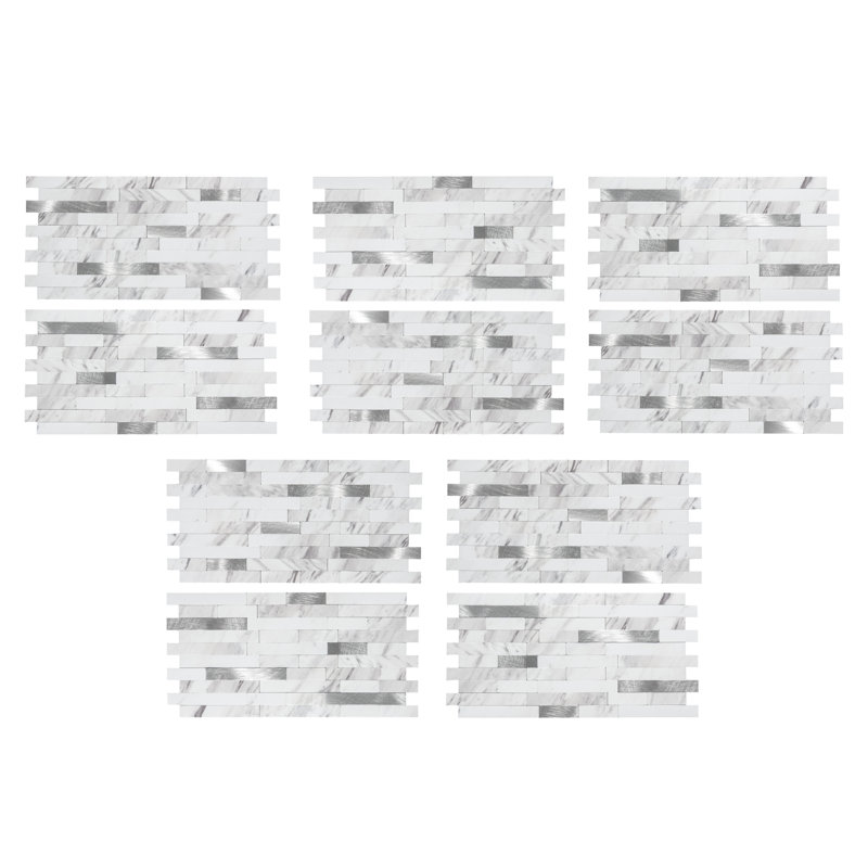 Aspect Peel and Stick Collage Tile in Marble Shine (2pc per Pack/5 Pack), Marble Shine