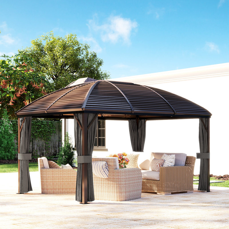 33 Ft. W x 25 Ft. D Aluminium Hardtop Gazebo, Grey