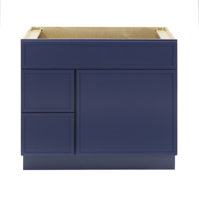 36" W Birch Plywood Freestanding Single Base 2 Drawers Storage Cabinet with Soft Close Door