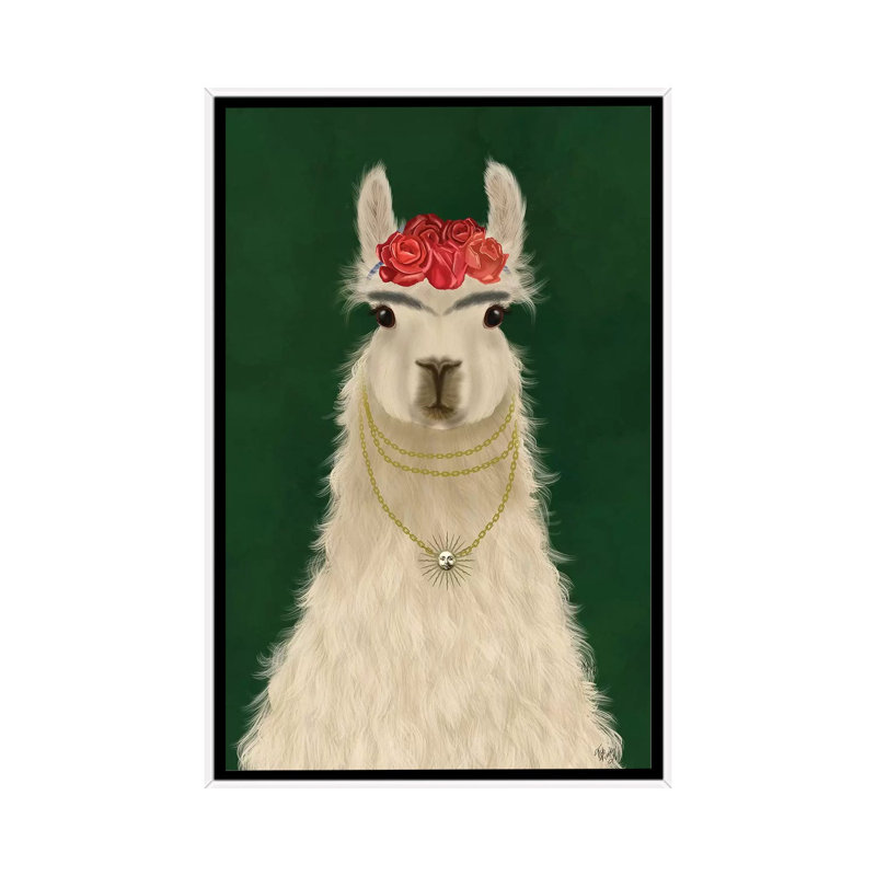 «Llama F» par Fab Funky - impression d'art graphique, Toile blanche encadrée, Aucun mat, H 48 po x l 32 po x P 1,5 po