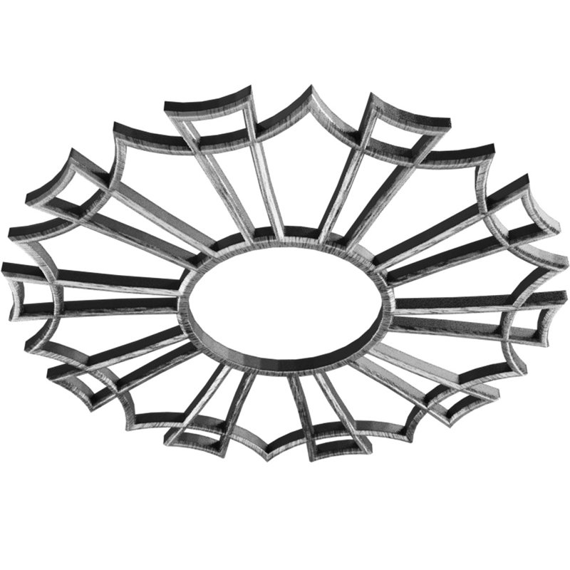 Médaillon de plafond 34 po x 34 po x P 12 po x P 1 po Augustus, H 36 po x l 36 po x P 1 po, Argent antique