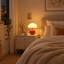 Lampe de table à DEL en céramique de 7 pouces avec abat-jour blanc en forme de champignon pour éclairage de chevet douillet