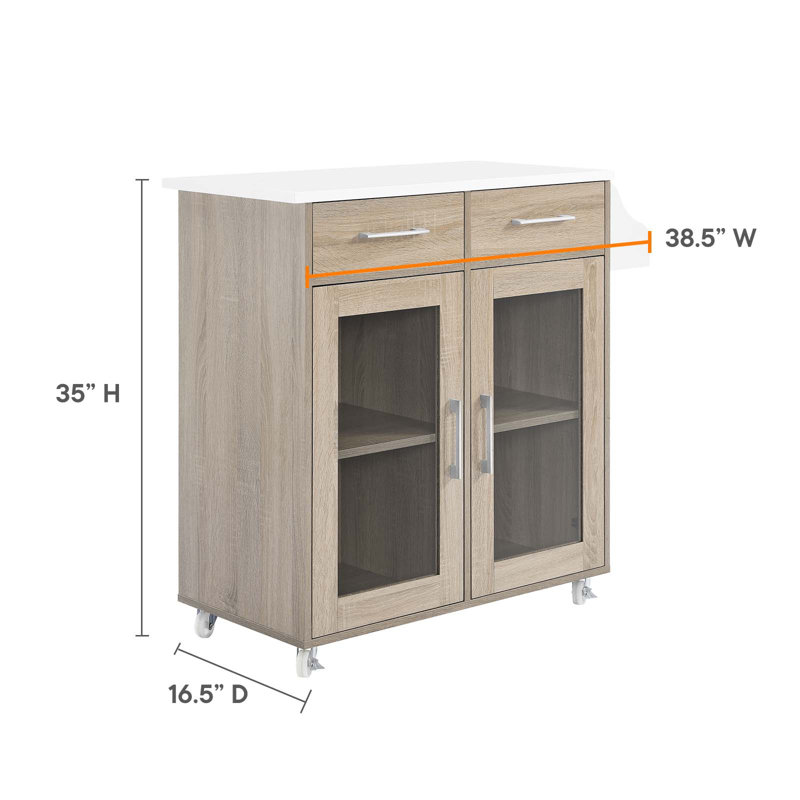 Modway Cuisine Kitchen Cart, Oak