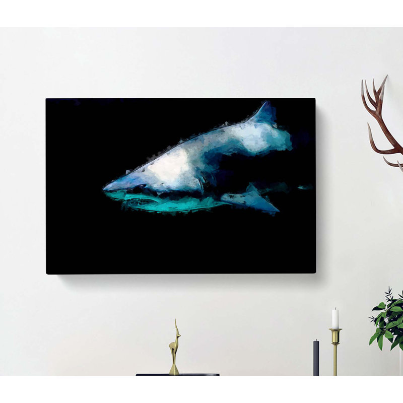 Shark In The Shadows - Wrapped Canvas, 35cm H x 50cm W x 3cm D