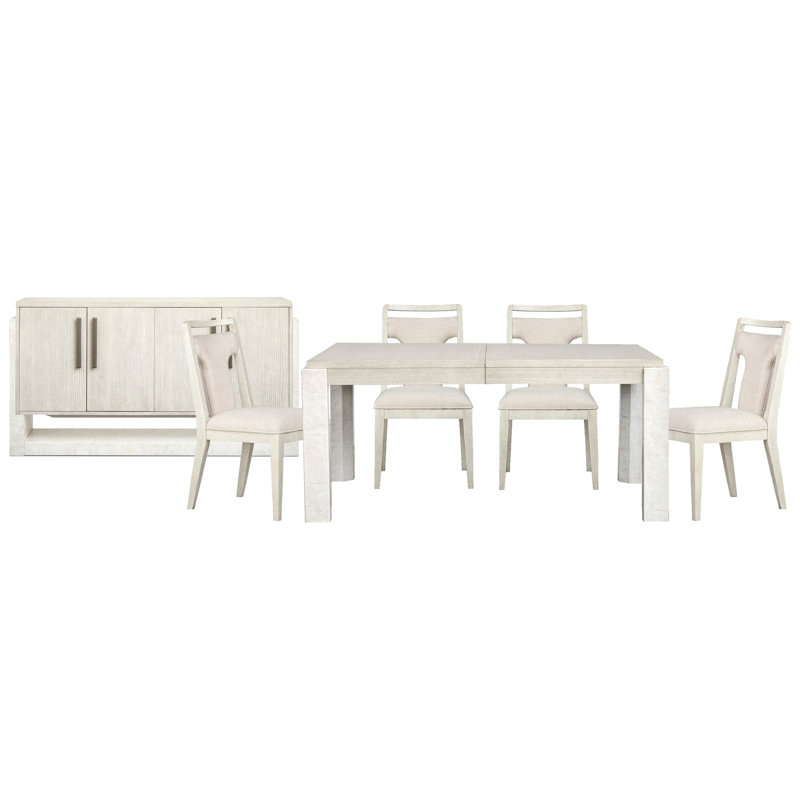 Table de salle à manger extensible Rigsby, 6 pièces: table, 4 chaises, desserte