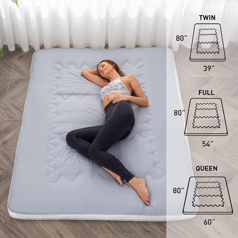 Misquamicut 4'' Memory Foam Mattress Pad, Silver Gray, Queen