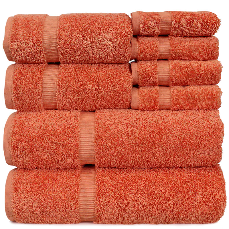 Ensemble de serviettes en coton turc 8 pièces Thurantowa, Corail