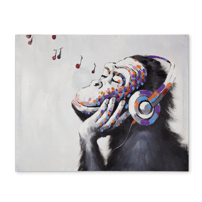 Napperon Monkey Listening Music | Polyester décor à la maison