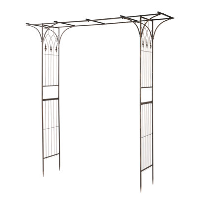 Winado 7 FT Bronze Iron Garden Arbor Flat Top
