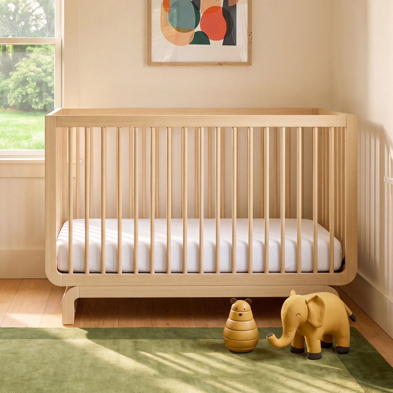 Santorini 5-In-1 Convertible Crib, Driftwood, Crib + Mattress