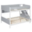 Lit gain de place double XL superposé à un lit queen avec rangement, en bois MDF, gris moderne pour la maison-983918185