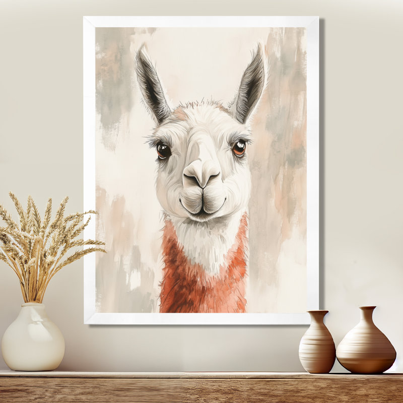 Lama des Andes - Tableau encadré, 44" H x 34" W, Cadre photo blanc