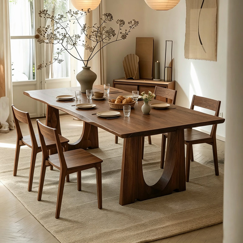 Table de salle à manger rectangulaire en bois manufacturé brun, H 29,53 po x L 55,12 po x l 27,56 po