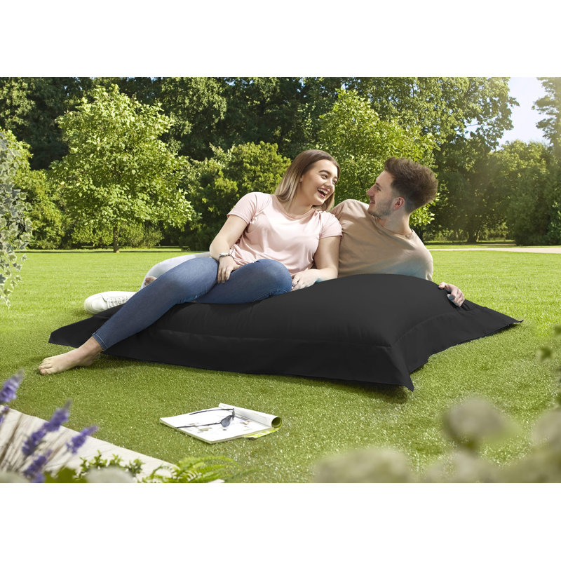 Bean Polyester Outdoor Friendly Refillable Bean Bag Chair & Lounger, Black