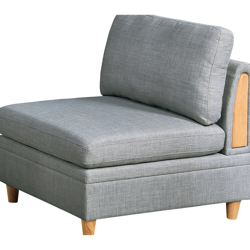 Ensemble de chaises grises et modulaires 6 pièces gris, structure en bois, teinte avec housse