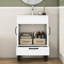 Meuble-lavabo blanc de 24 po avec lavabo, poignées en métal noir, charnières à fermeture en douceur, rangement pour les serviettes