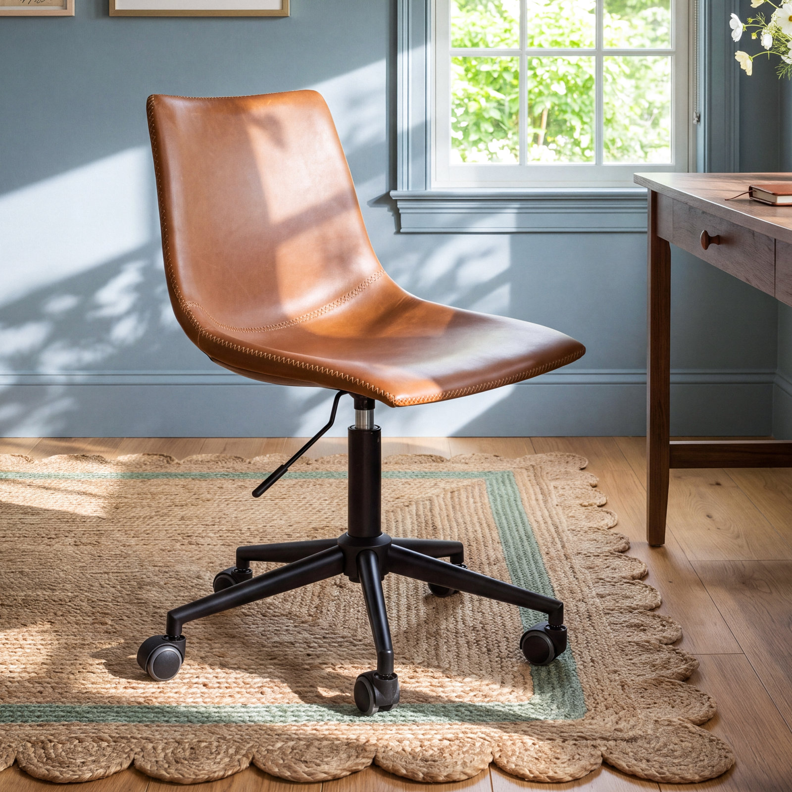 Bela Office Chair, Tan Genuine Leather