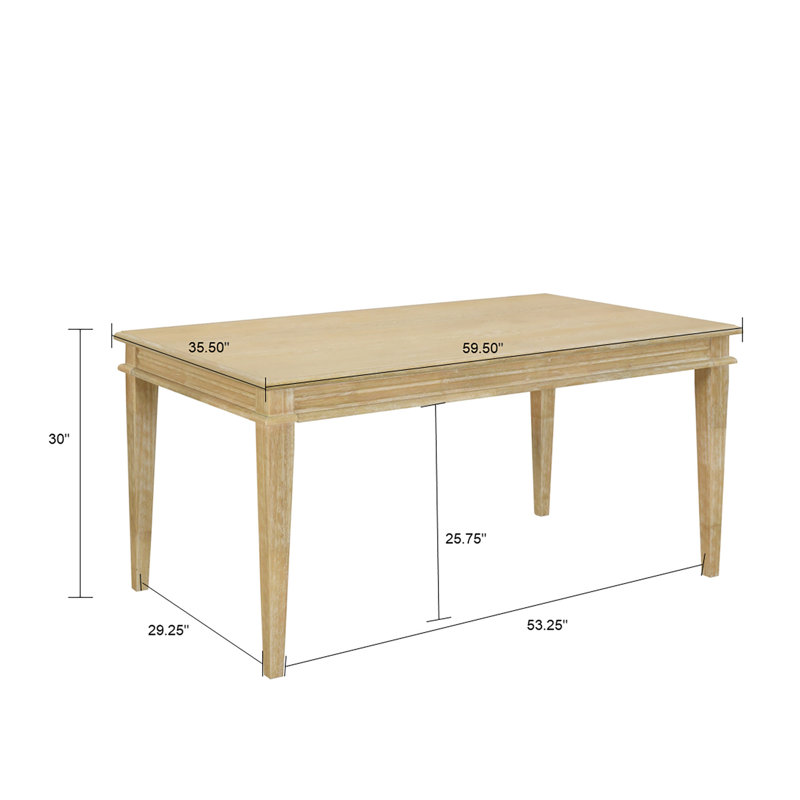 Bella Parsons Rectangular Solid Rubberwood Dining Table