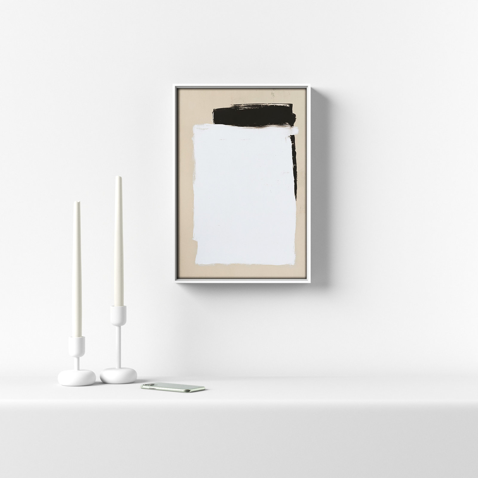Two Mirrors, 19.5" H x 13.5" W, Framed Canvas, White