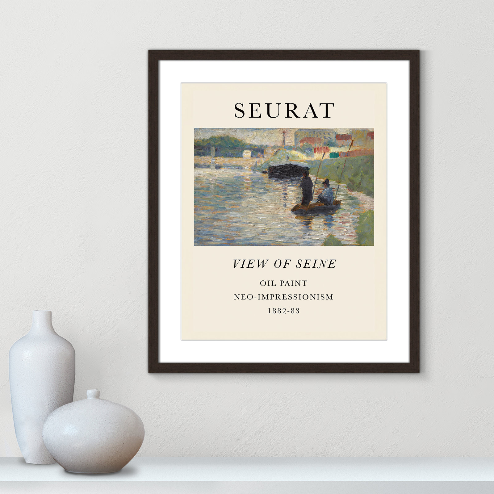 View Of Seine by Georges Seurat, Yes, 25.5" H x 21.5" W x 1.25" D, Walnut Single Picture Frame