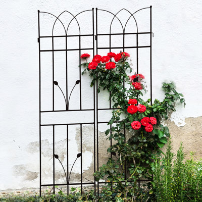 71" X 17.7" Rustproof Metal Garden Trellis 4 Pack, Black For Outdoor Plants. Suits Ivy Vines, Rose, Morning Glory, & Plants Support, Black. Great Climbing Like Cucumber