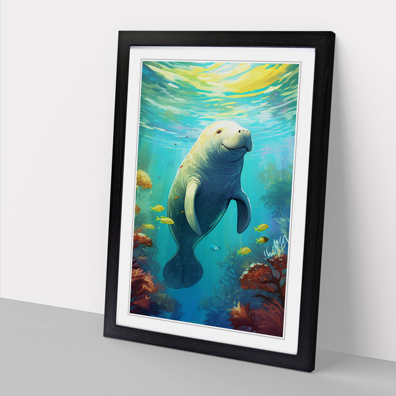 Manatee Nouveau 1 Piece Single Picture Frame Wall Art, 34cm H x 25cm W x 2cm D, Black Framed