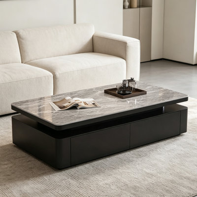 Luxury-Style Rectangular Granite Slab Coffee Table