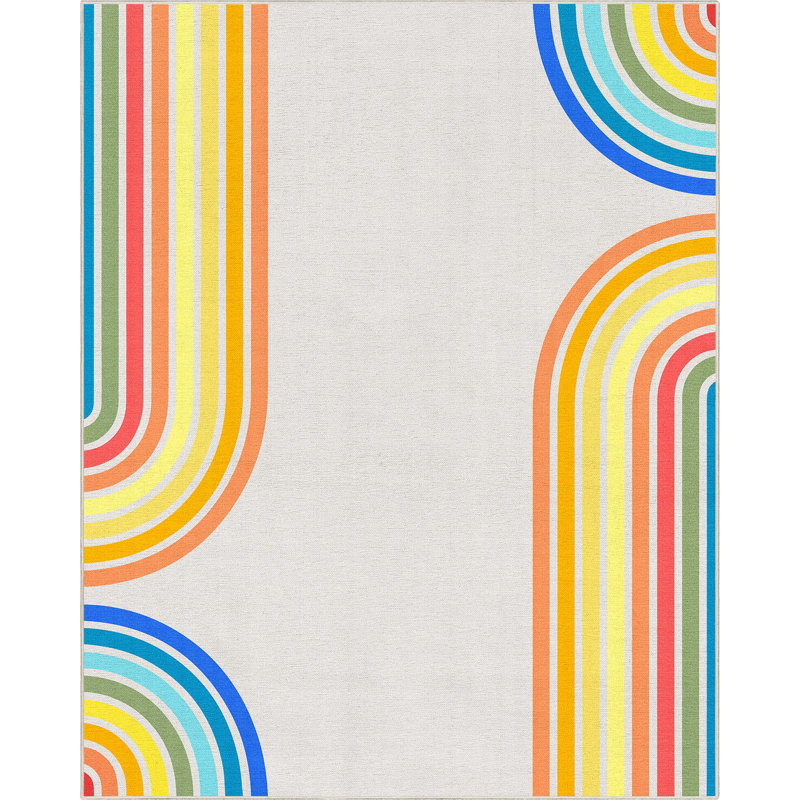 Tapis géométrique multicolore Winston Porter Shanea, Rectangle 7 pi 10 po x 9 pi 10 po