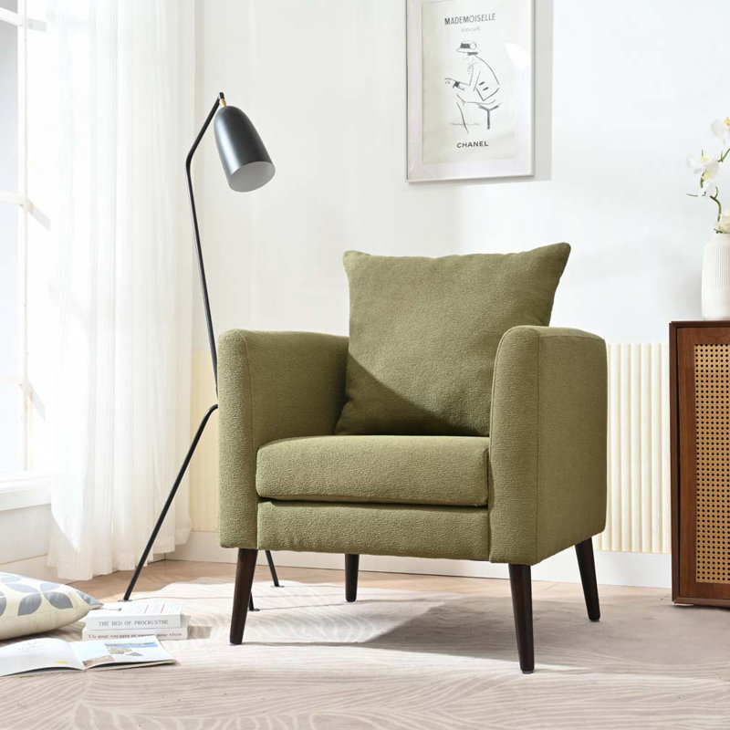 Fauteuil rembourré avec coussin, Olive