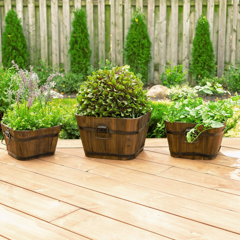 Ensemble de pots à fleurs en baril 3 pièces