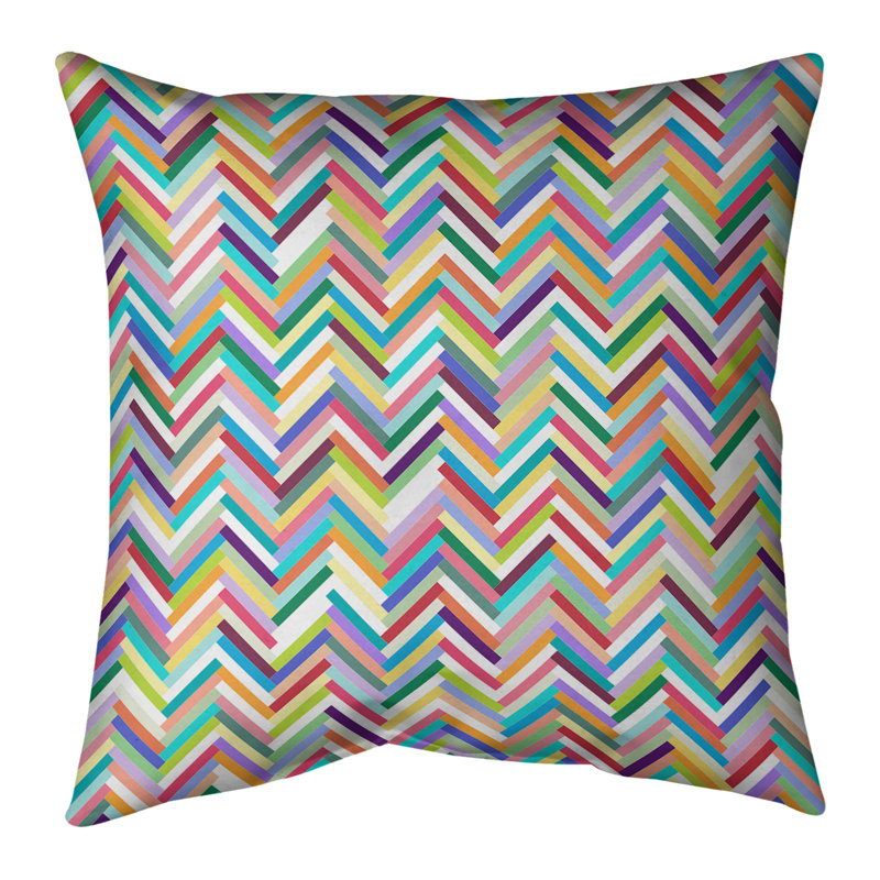 Coussin chevrons, 16 po x 1 po, Pas de bourre, Arc-en-ciel