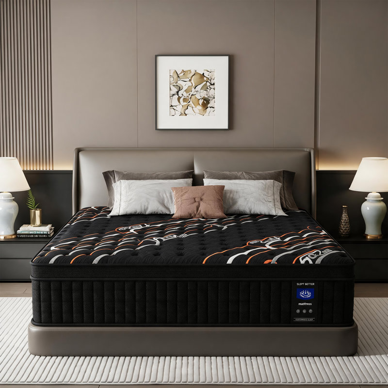 14'' Medium Firm Hybrid Mattress with Cooling Gel Memory Foam and Individually Pocketed Springs For Isolate Motion Pressure Relief Certipur-us Certified and Mattress in a Box