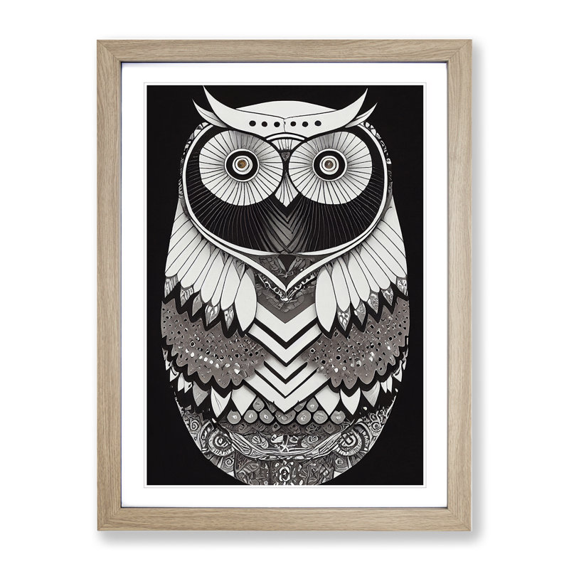 Otherworldly Owl - Framed Print, 34cm H x 25cm W x 2cm D, Oak