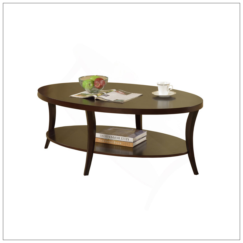 Table basse ovale avec tablette Perth Espresso, Espresso