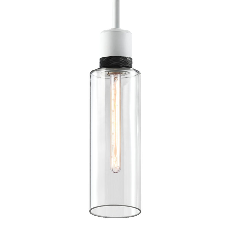Zigrina Pendant, 71.88" H x 5.88" W x 5.88" D, Matte White/Satin Brushed Black