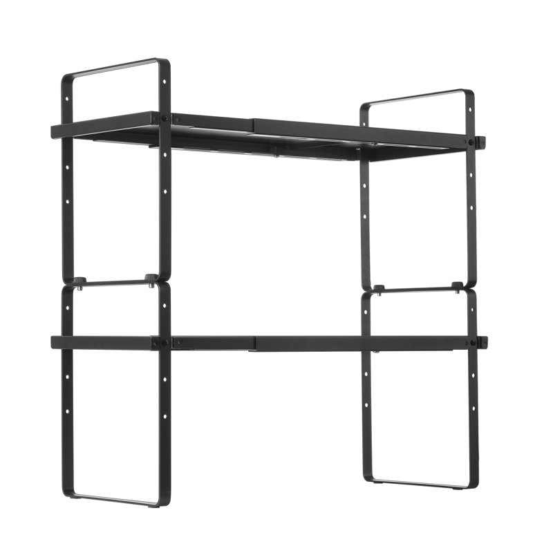 Organisateur de tablette d'armoire de cuisine réglable à 2 niveaux, support de rangement en fer extensible pour garde-manger, salle de bain et bureau, noir